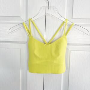 Lululemon Like a Cloud Ribbed Longline Bra in Electric Lemon